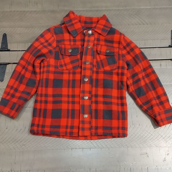 Old Navy Red Gray Buffalo Check Plaid Shacket 5T - Picture 1 of 11